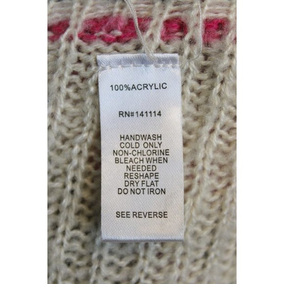 Yara Sweater Knit Poncho OSFA Cowl Neck Bohemian Spring Summer Fall Beige Pink - Picture 6 of 6